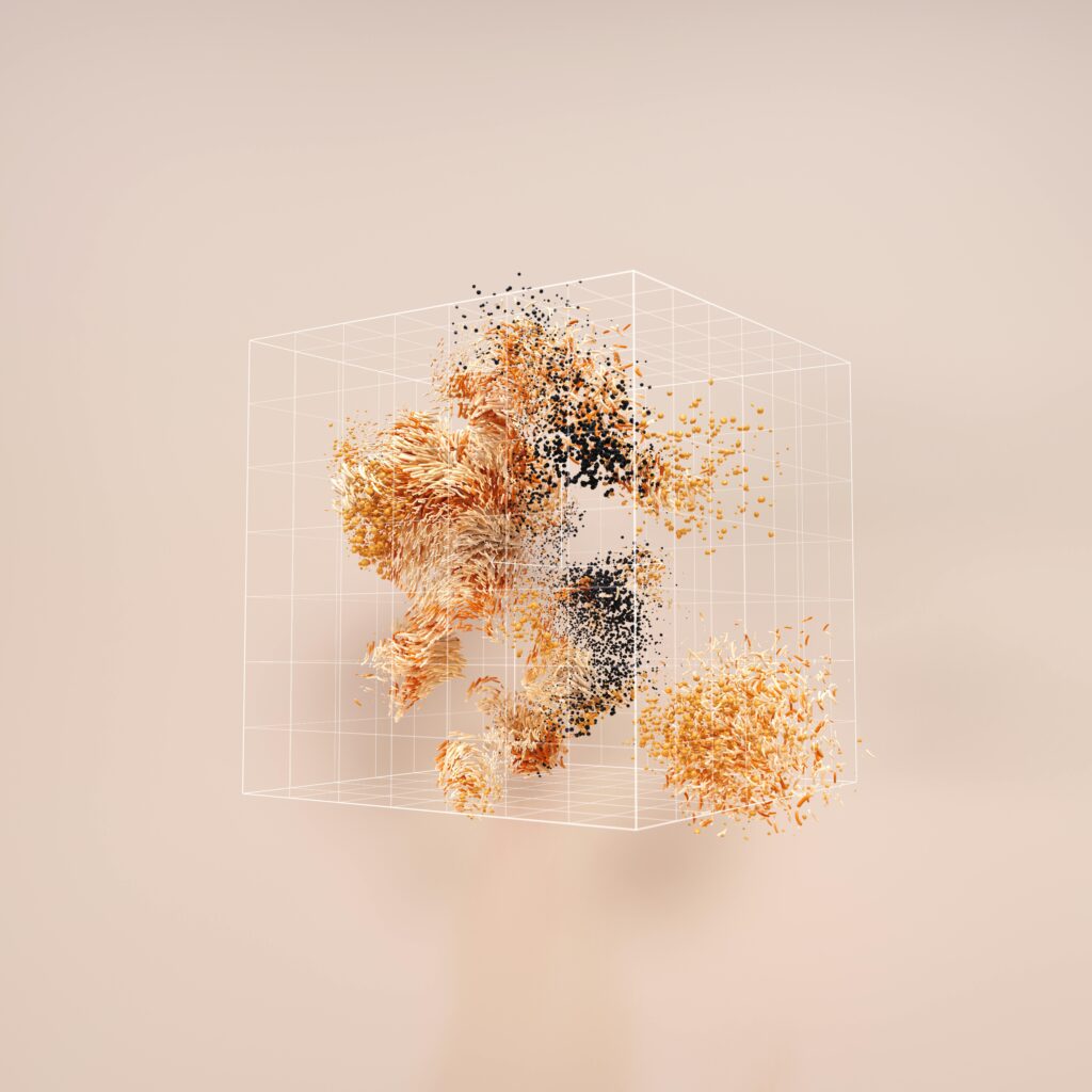 pexels-photo-25626428-25626428 A conceptual 3D cube displaying abstract data visualization with dynamic particles.
